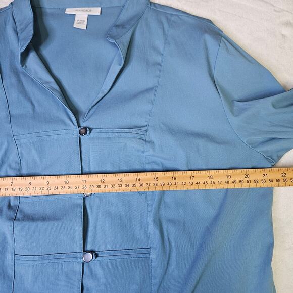 🦃 Dressbarn Plus Size Blue Career Wear Button Up Blouse Top Size 14/16 Capsule - Picture 8 of 9